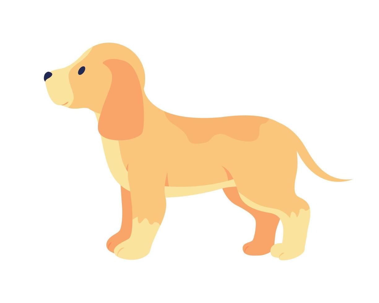 Beagle puppy semi flat color vector character. Editable figure. Full sized animal on white. Domestic animal. Cute little dog simple cartoon style illustration for web graphic design and animation