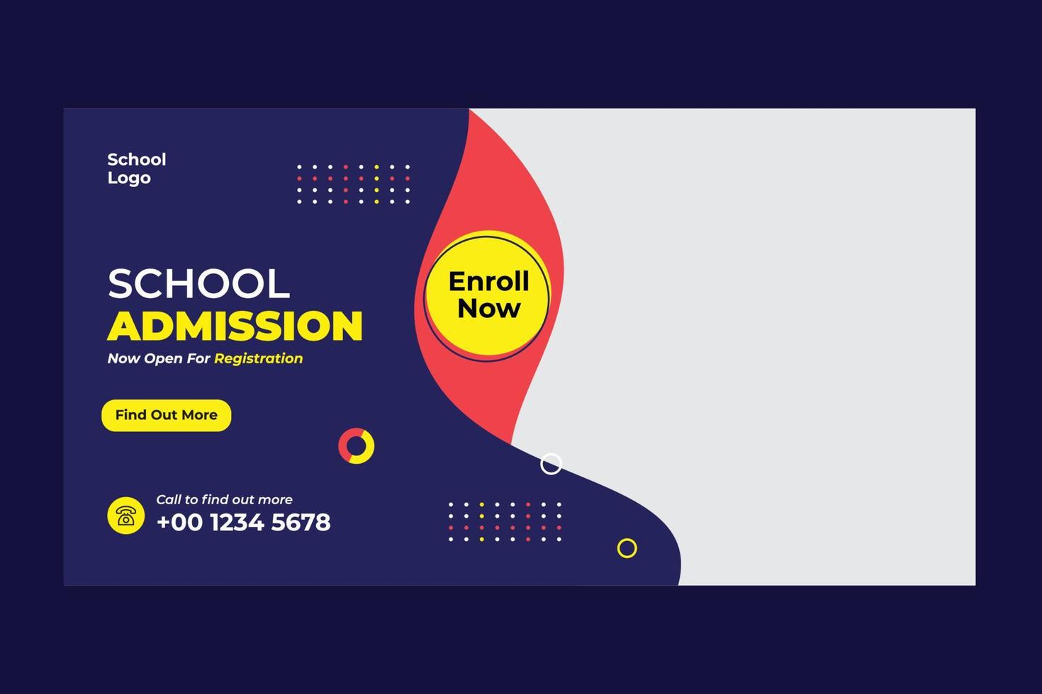 Kids School Admission Web Banner Design Template vector