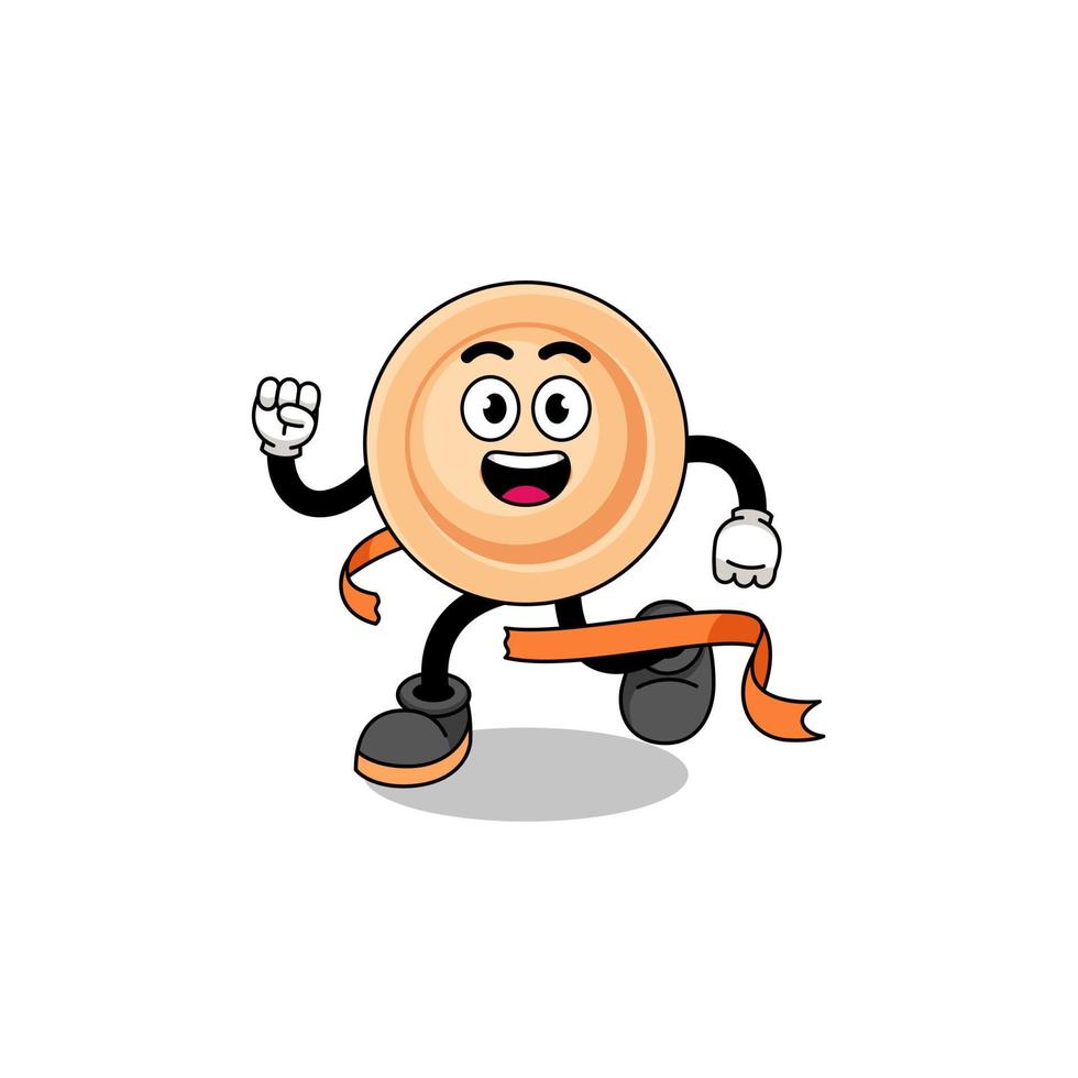 Mascot cartoon of button running on finish line vector