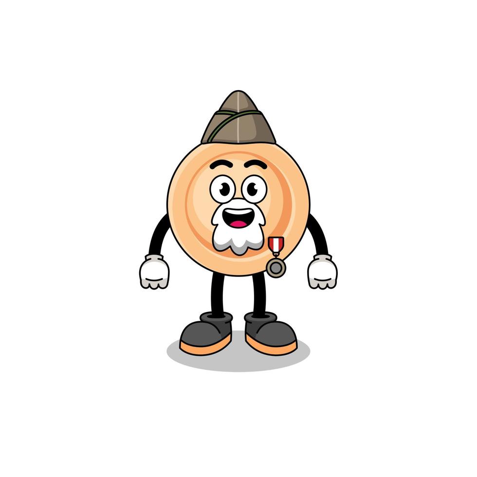 Character cartoon of button as a veteran vector