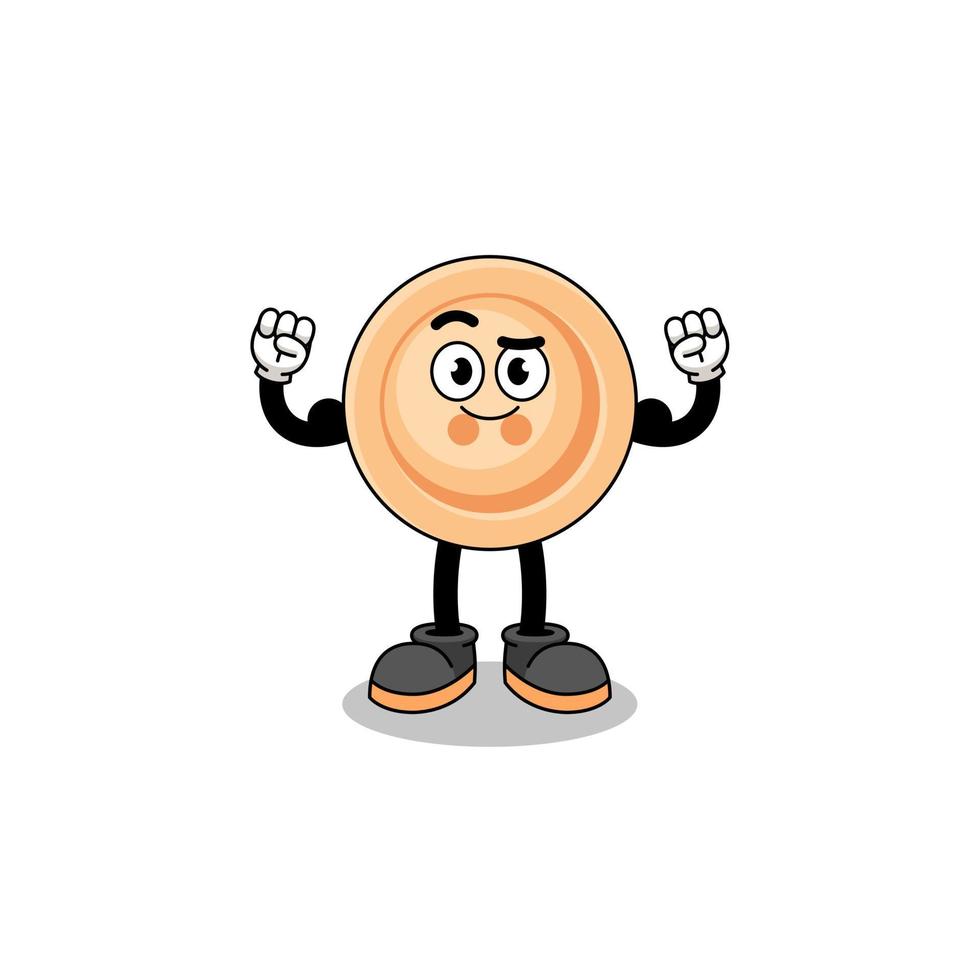 Mascot cartoon of button posing with muscle vector