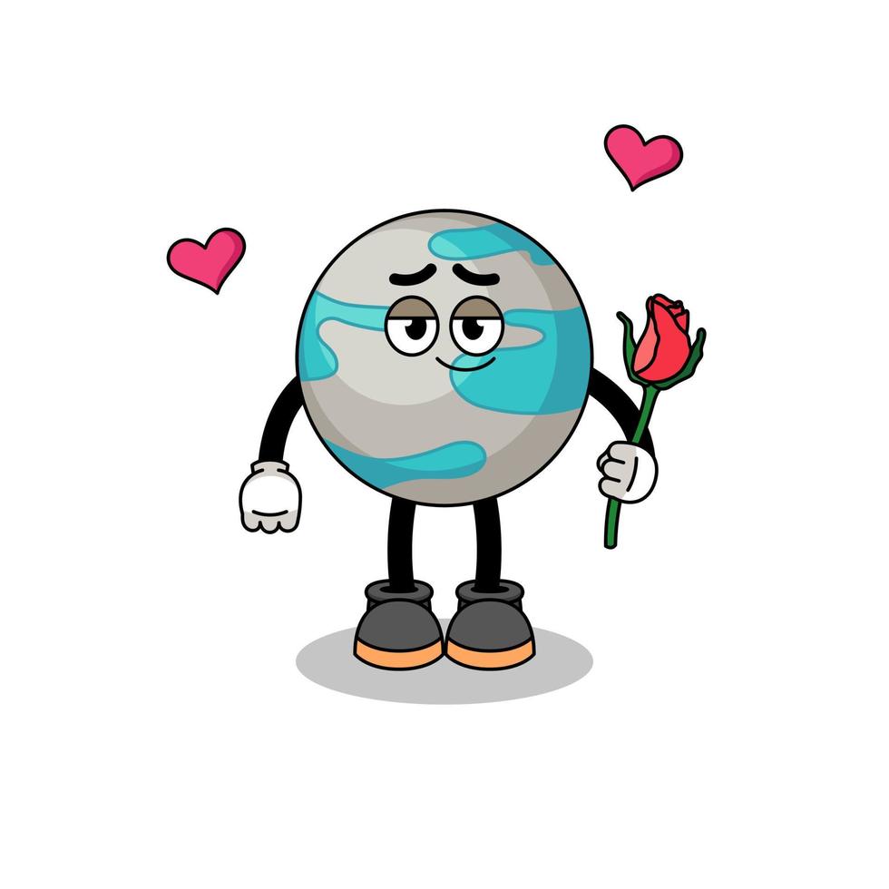 planet mascot falling in love vector