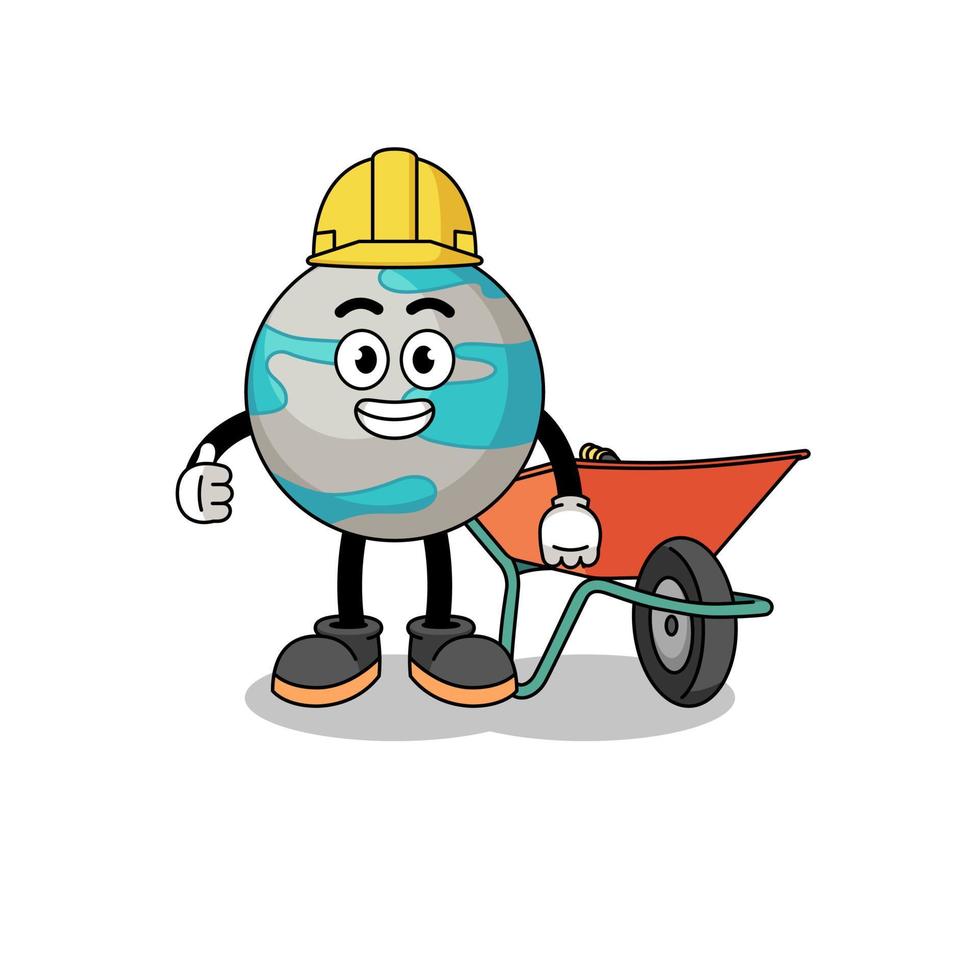 planet cartoon as a contractor vector