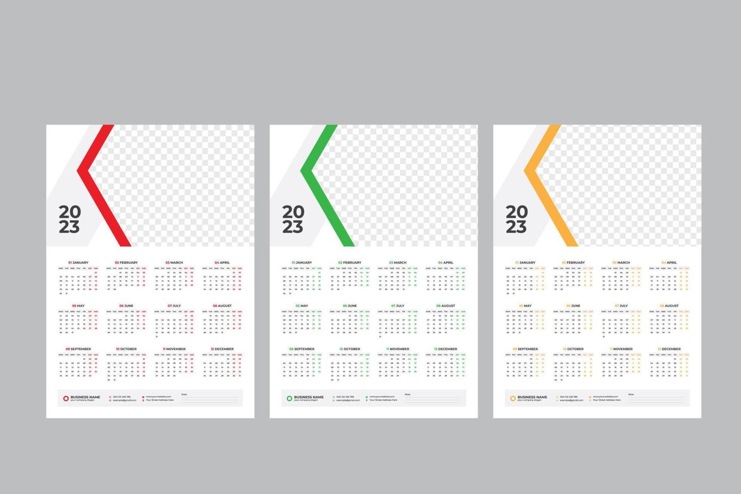 calendario de pared 2023 - calendario de una página - calendario de una sola página - calendario de 12 meses vector