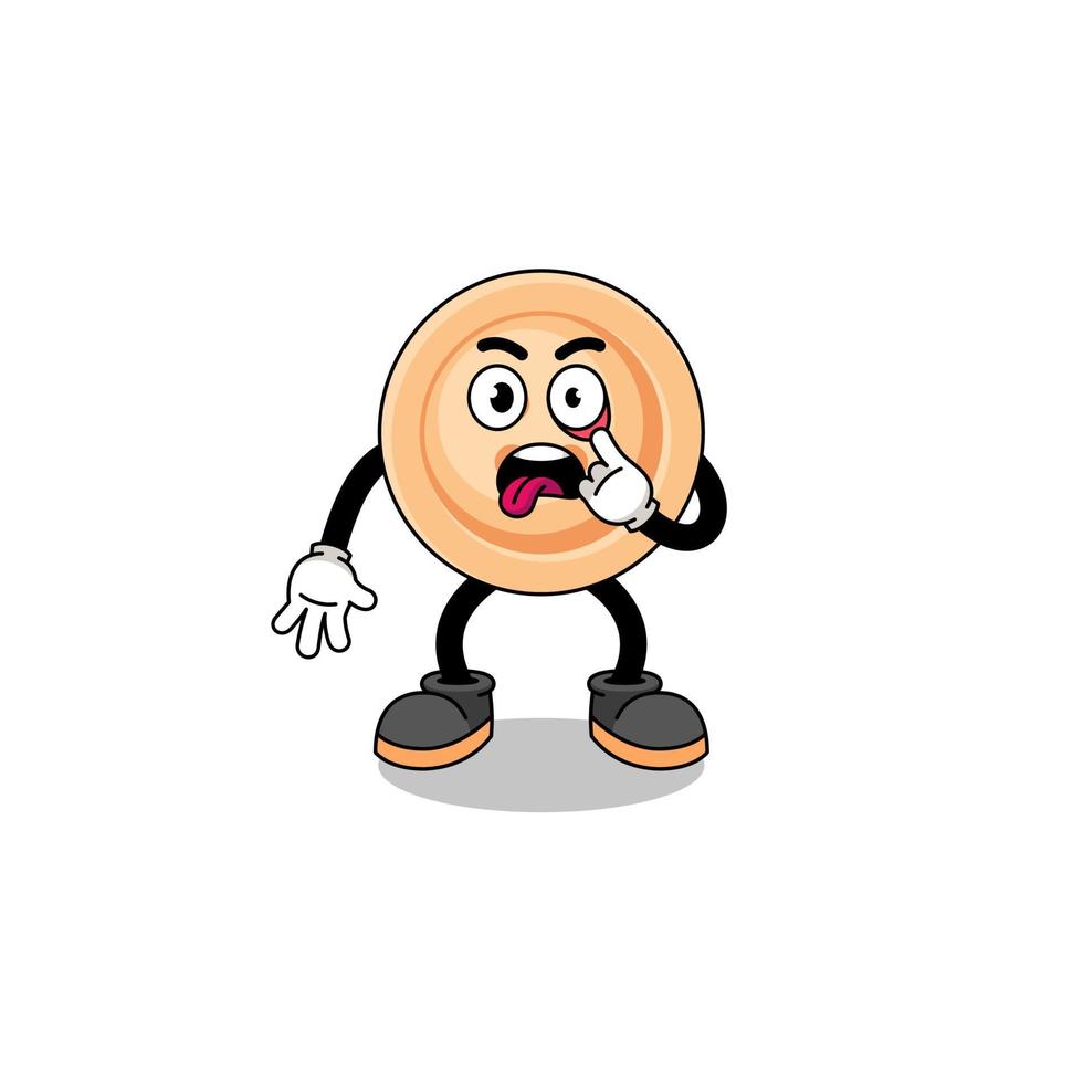 Character Illustration of button with tongue sticking out vector