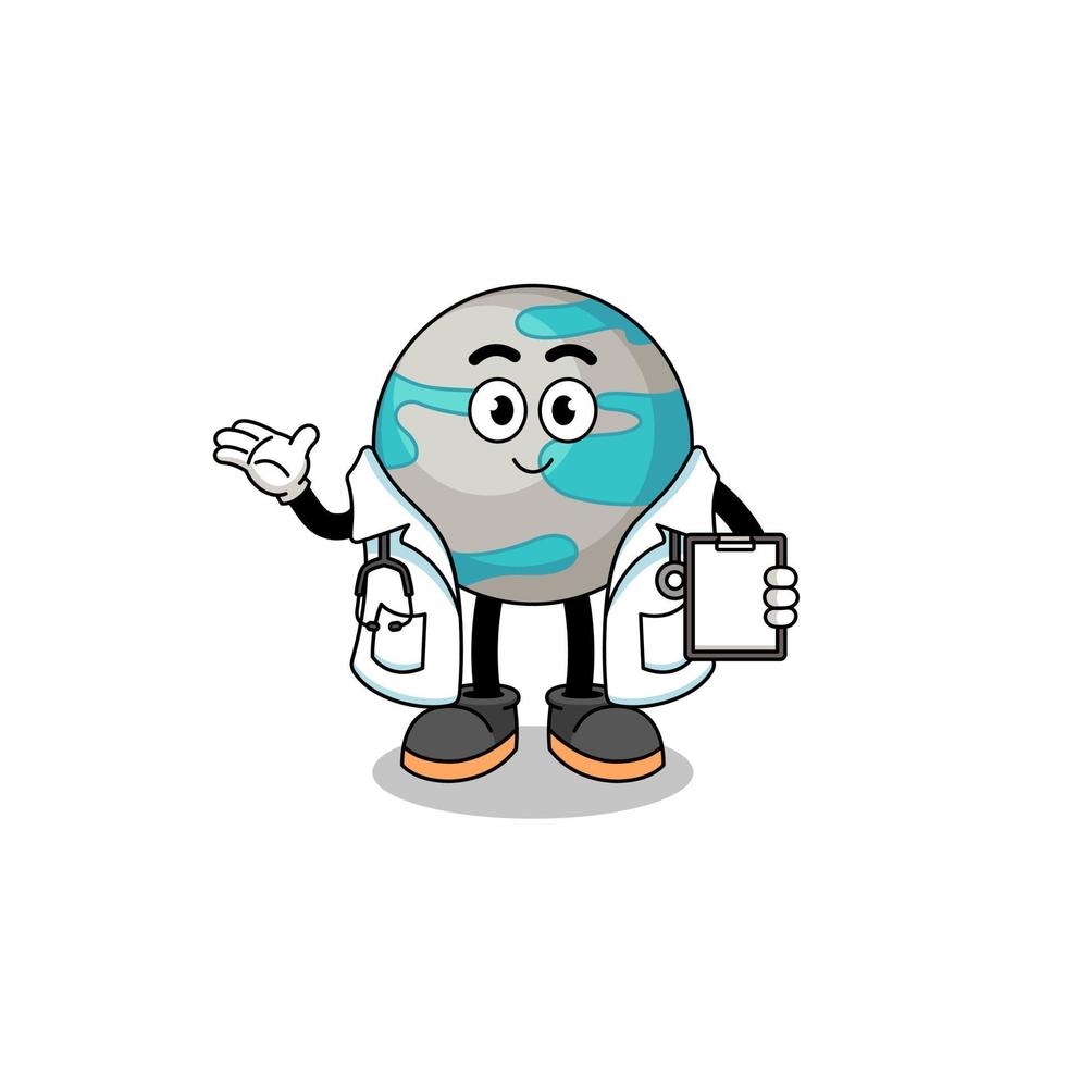 Cartoon mascot of planet doctor vector