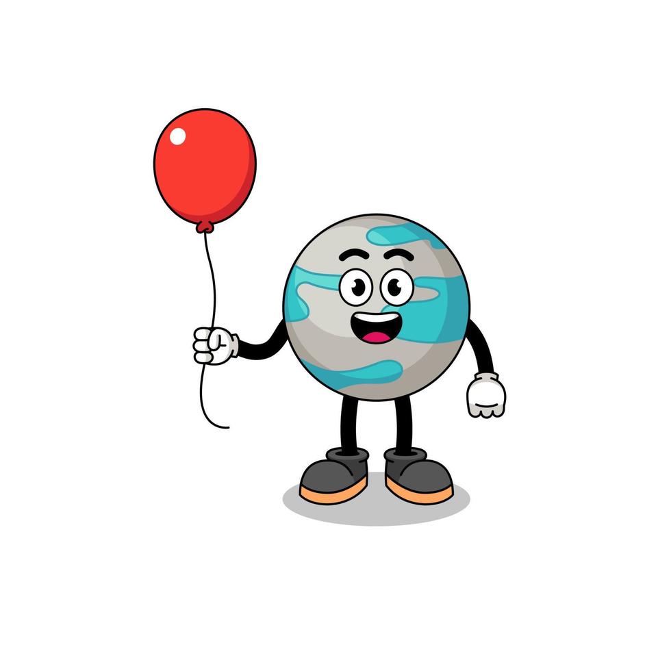 Cartoon of planet holding a balloon vector