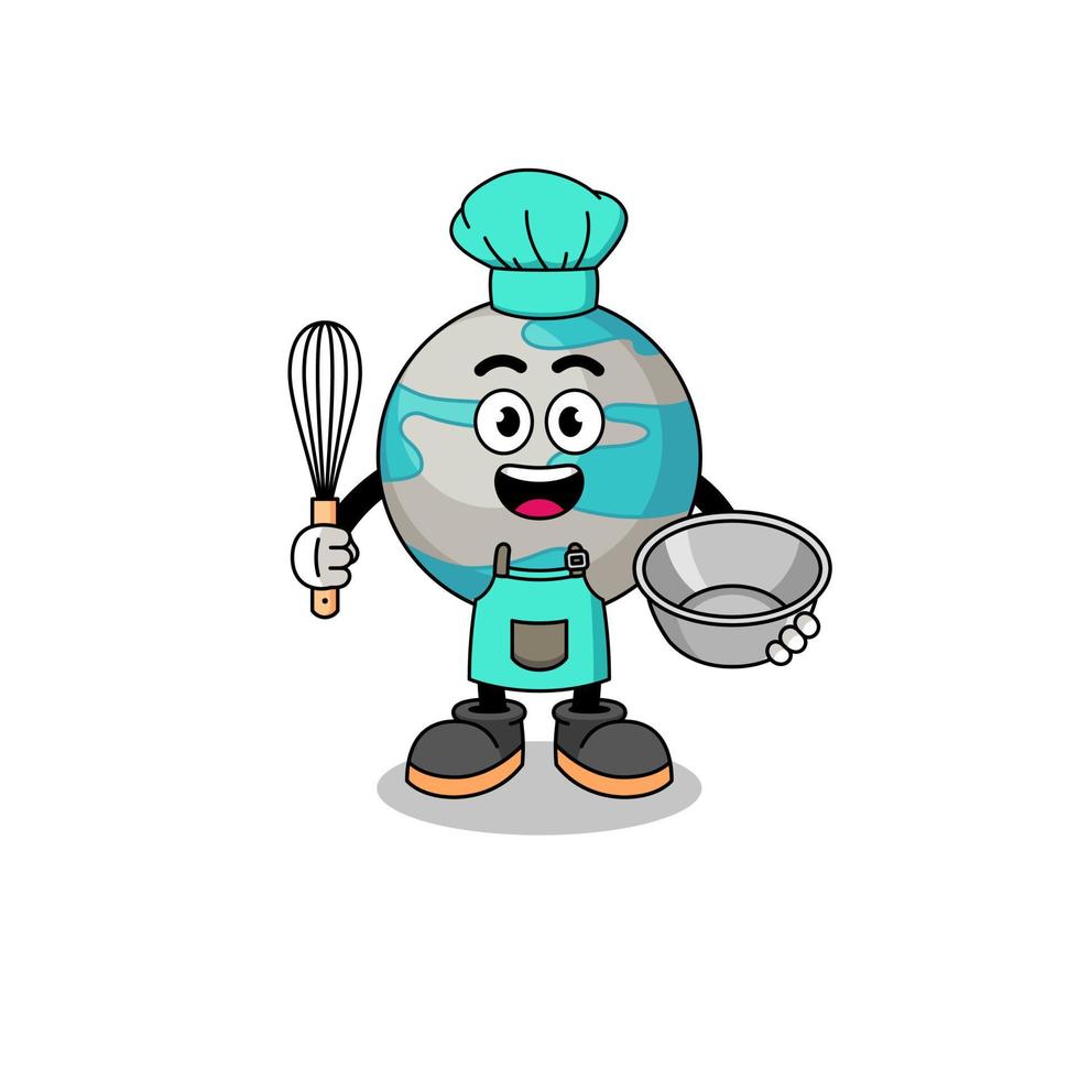 Illustration of planet as a bakery chef vector