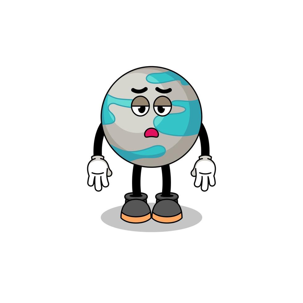 planet cartoon with fatigue gesture vector