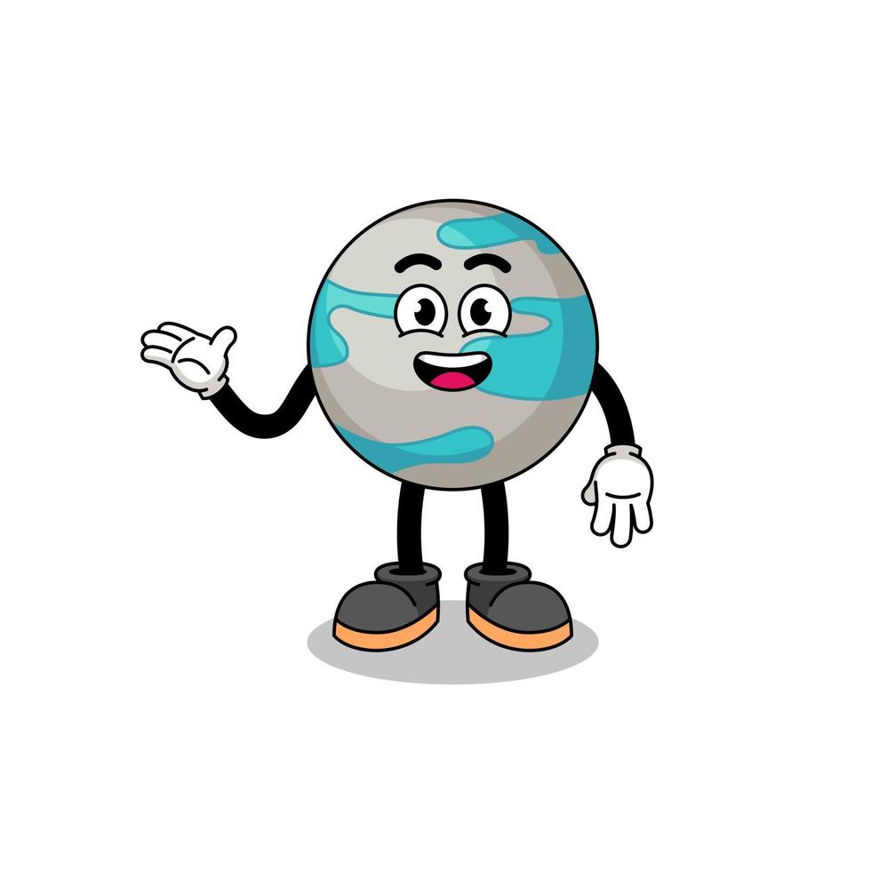 planet cartoon with welcome pose vector