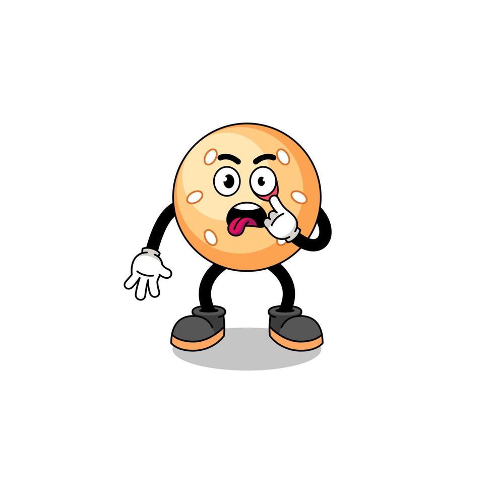 Character Illustration of sesame ball with tongue sticking out vector