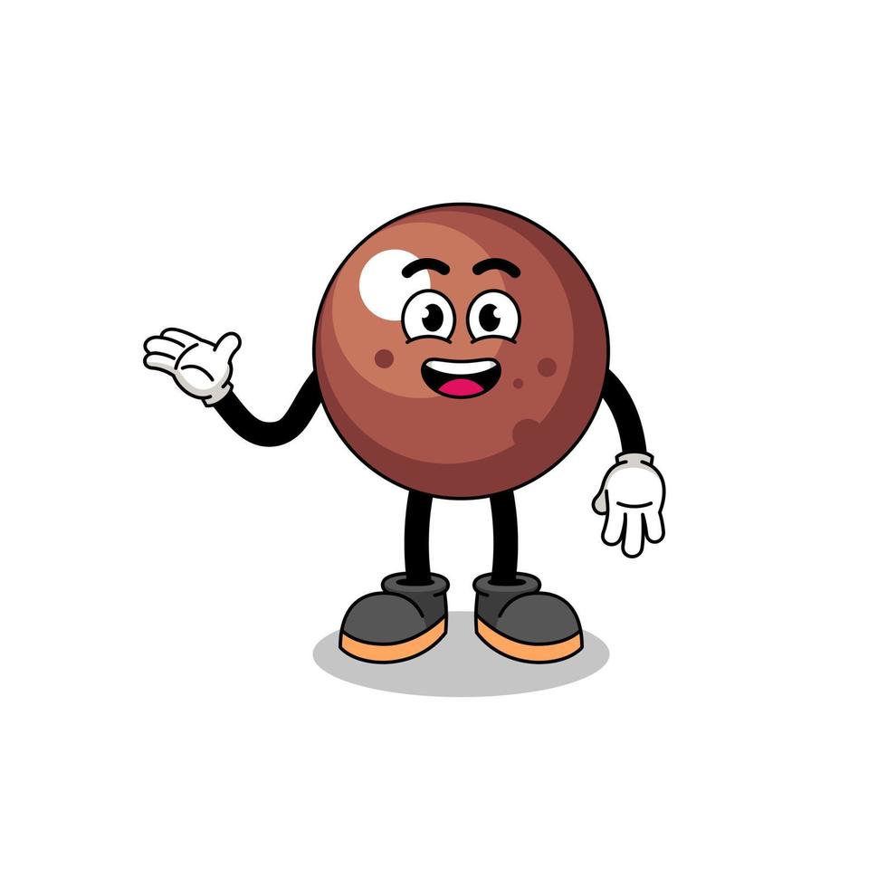 caricatura de bola de chocolate con pose de bienvenida vector