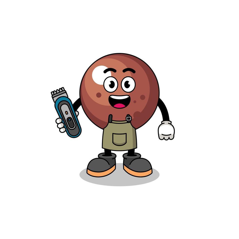 Cartoon Illustration of chocolate ball as a barber man vector