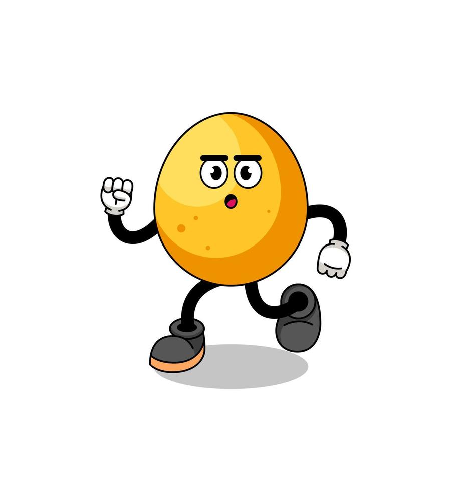 running golden egg mascot illustration vector
