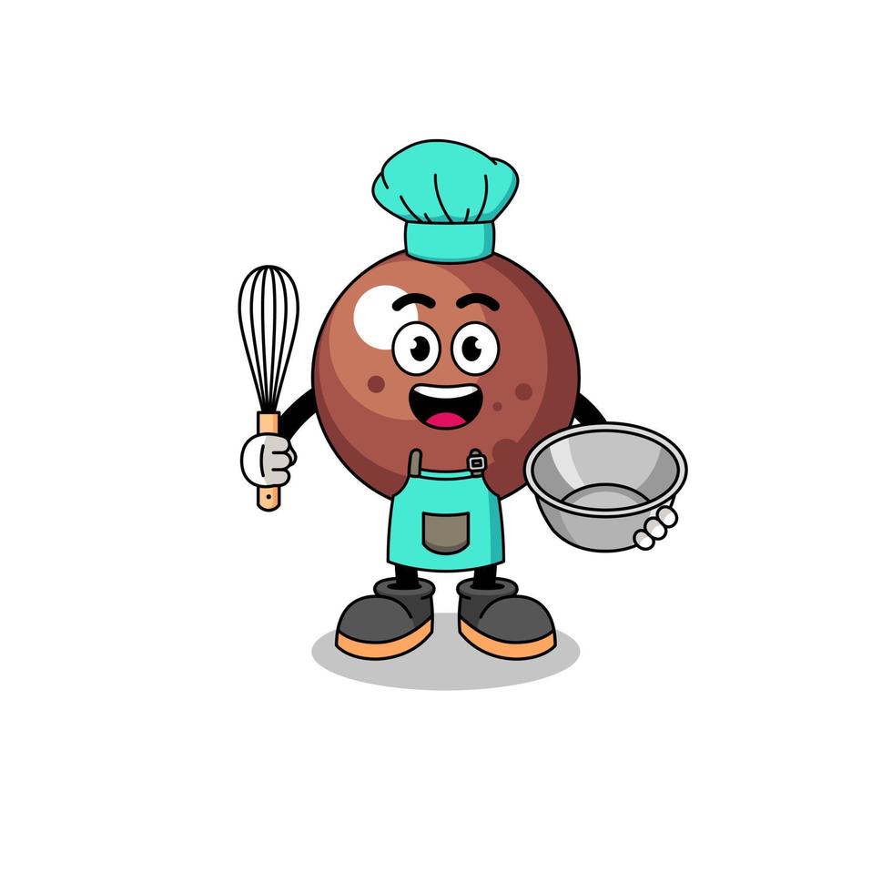 ilustración de bola de chocolate como chef de panadería vector