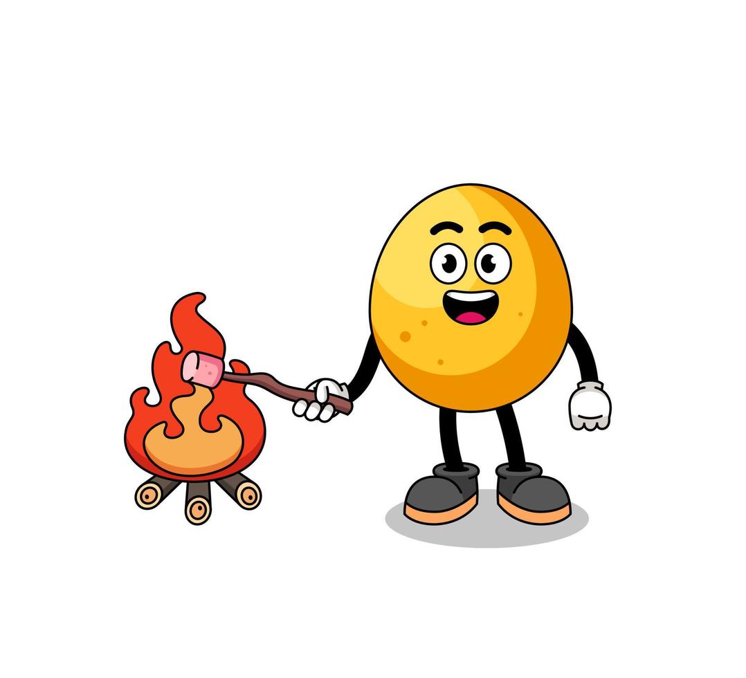 Illustration of golden egg burning a marshmallow vector