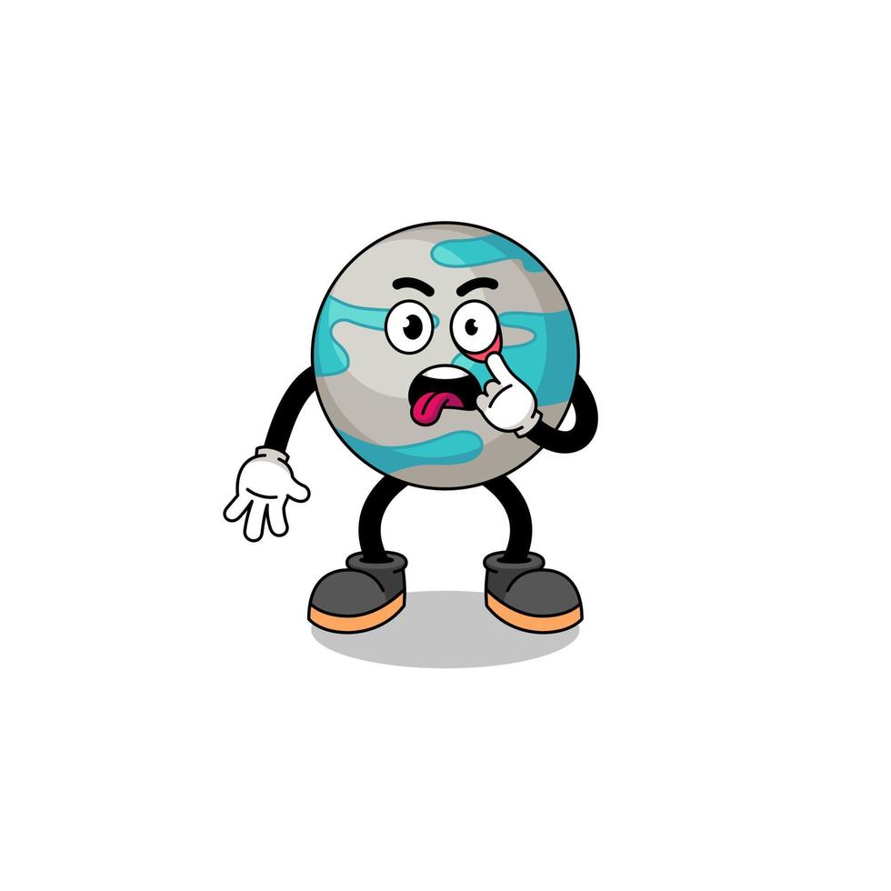 Character Illustration of planet with tongue sticking out vector