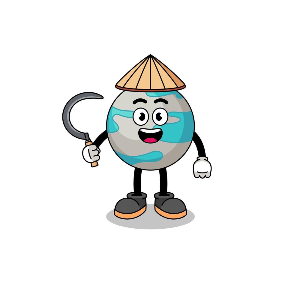 Illustration of planet as an asian farmer vector