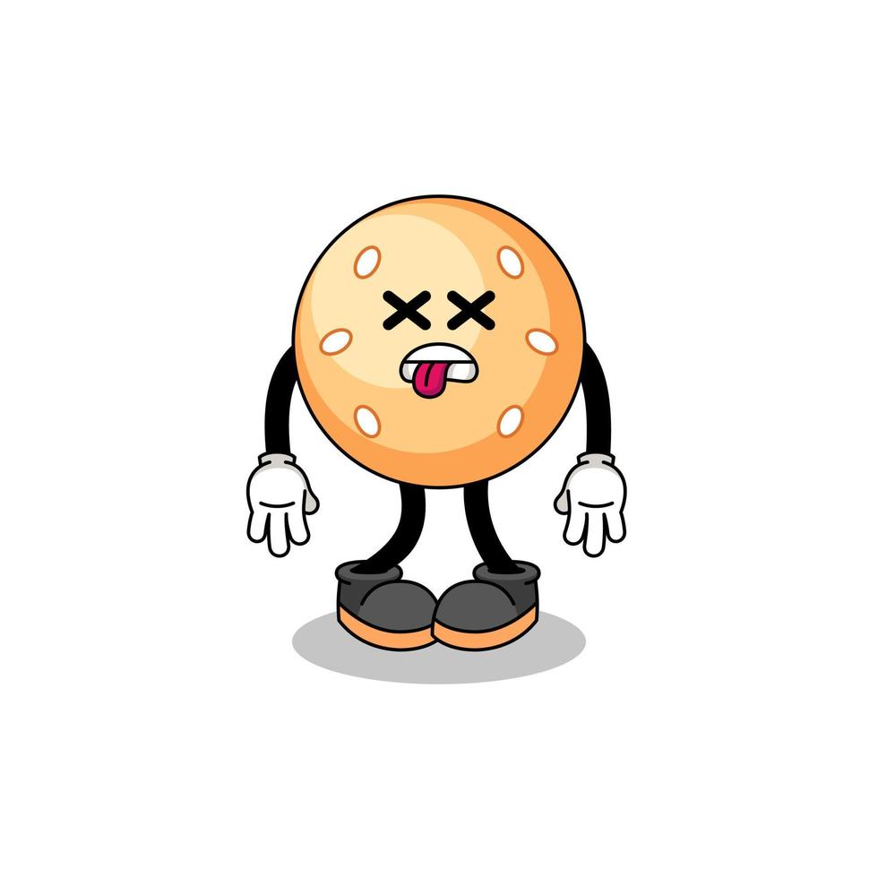 sesame ball mascot illustration is dead vector