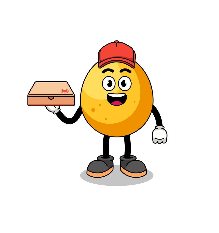 golden egg illustration as a pizza deliveryman vector