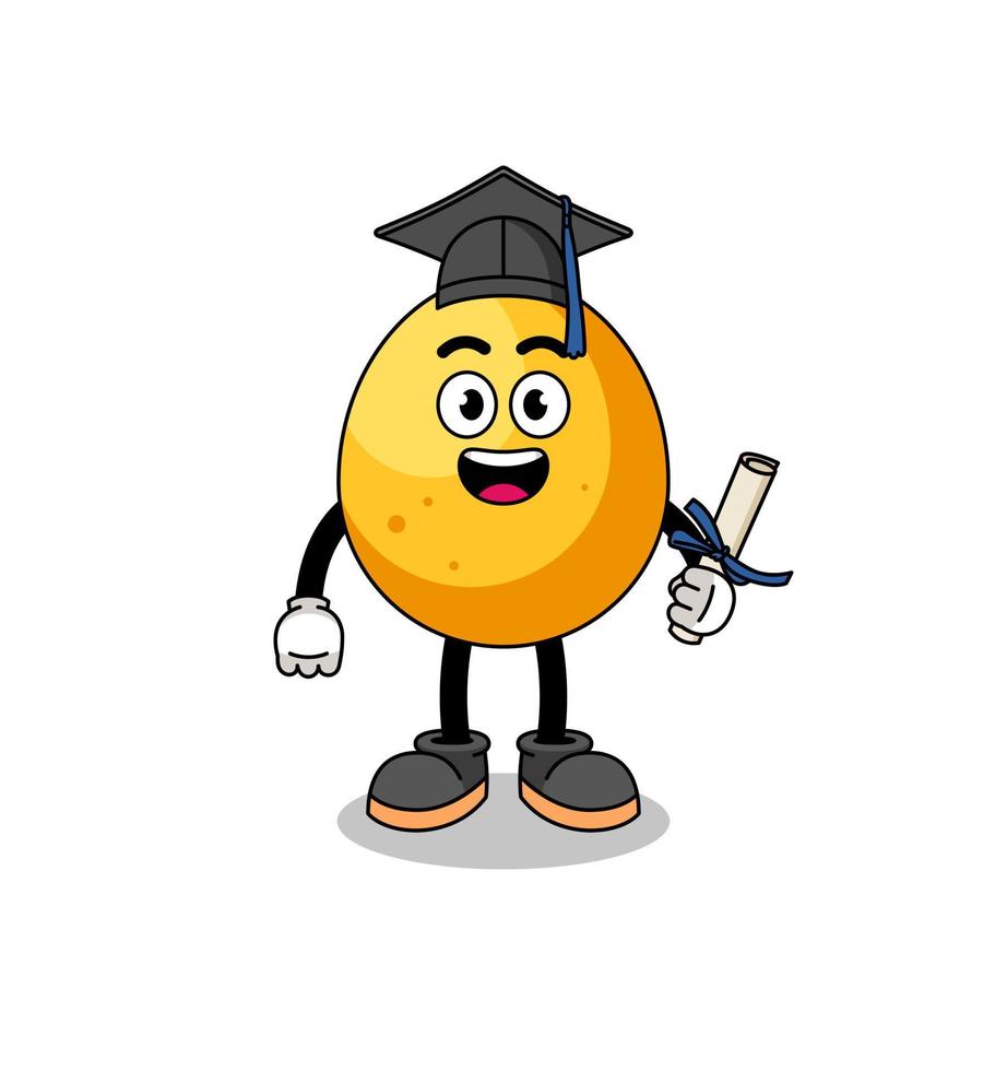 mascota de huevo dorado con pose de graduación vector