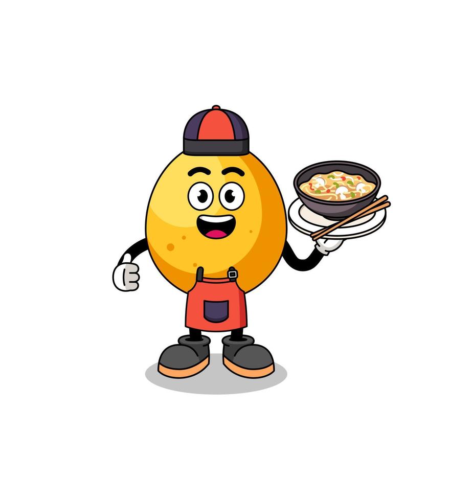 ilustración de huevo de oro como chef asiático vector