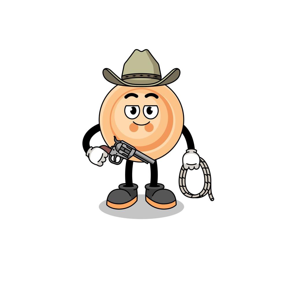 mascota del personaje del botón como vaquero vector