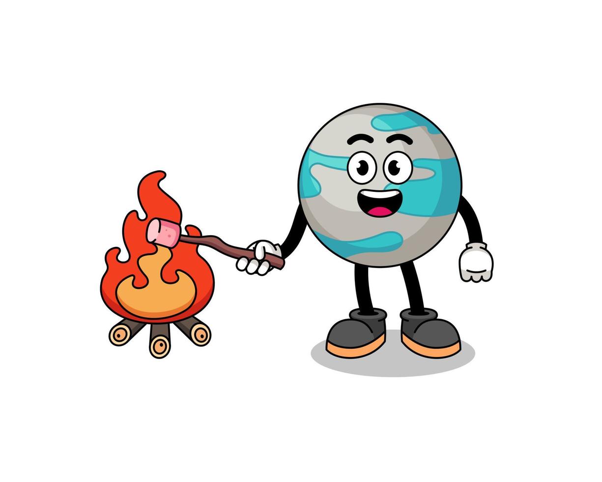 Illustration of planet burning a marshmallow vector