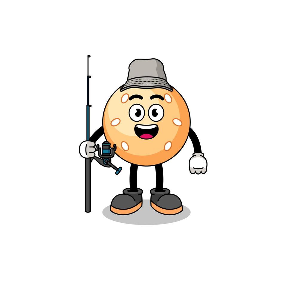 ilustración de mascota del pescador de bolas de sésamo vector