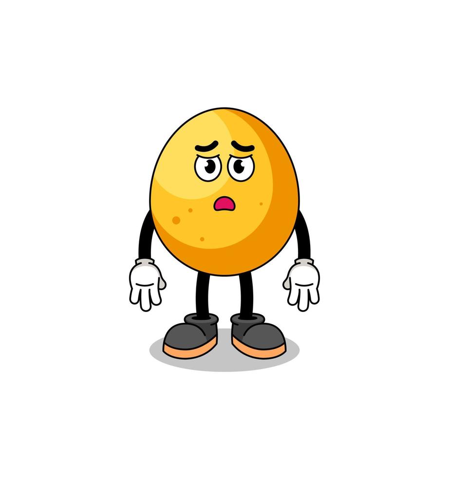 golden egg cartoon illustration with sad face vector