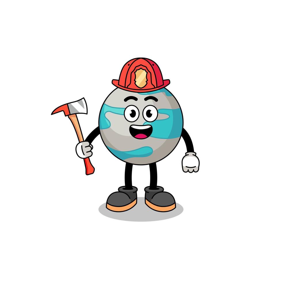 Cartoon mascot of planet firefighter vector