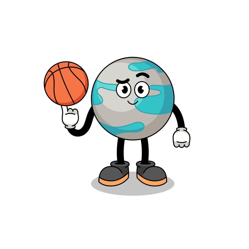 ilustración del planeta como jugador de baloncesto vector