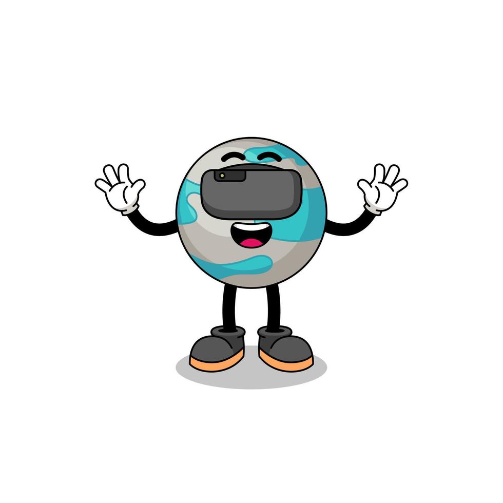 Illustration of planet with a vr headset vector