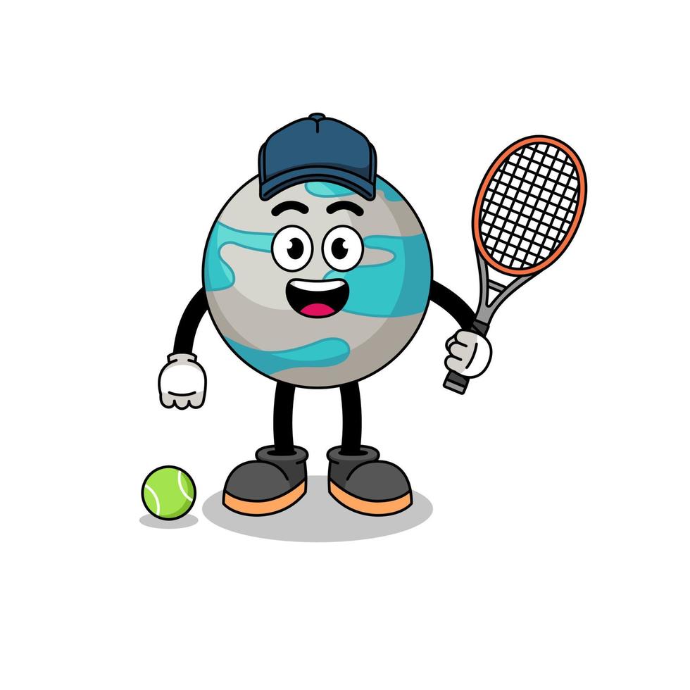 planet illustration as a tennis player vector
