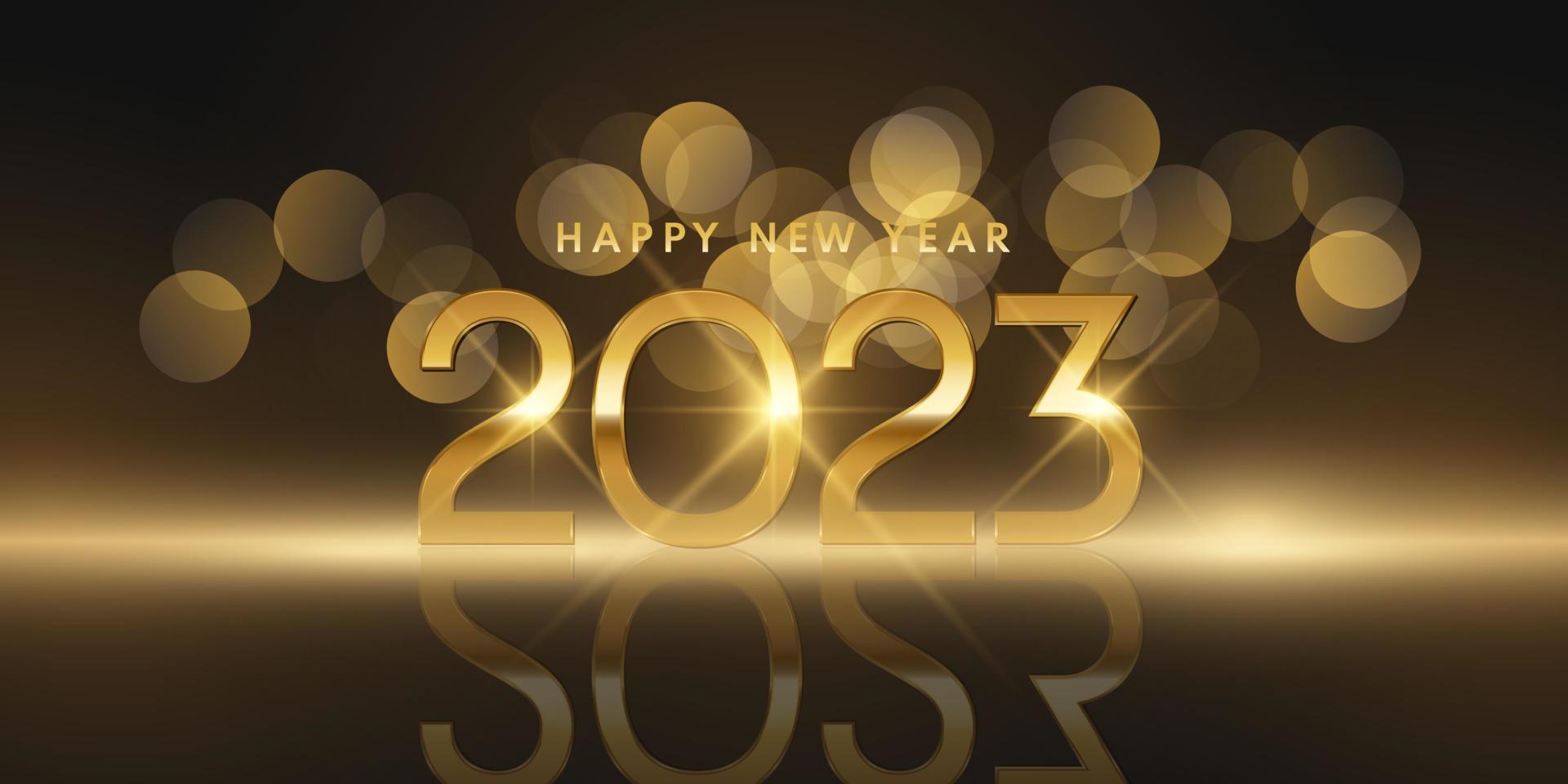 golden happy new year banner design vector