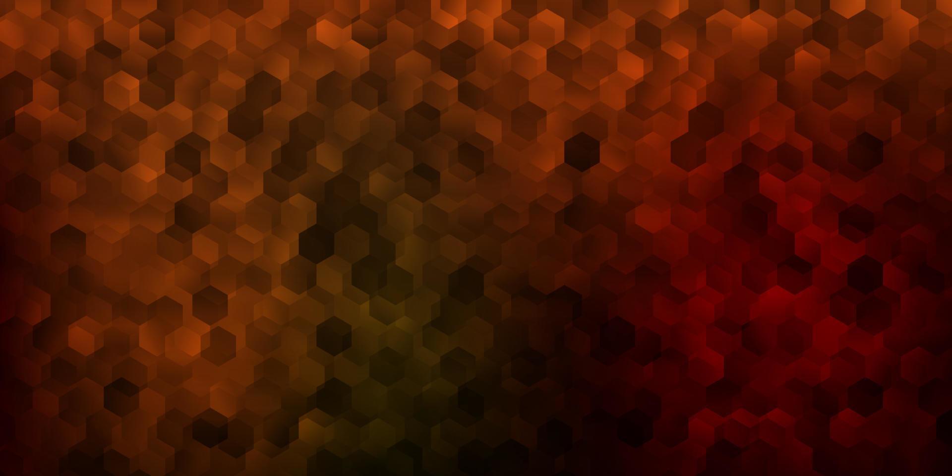 Dark green, yellow vector background with hexagonal shapes.