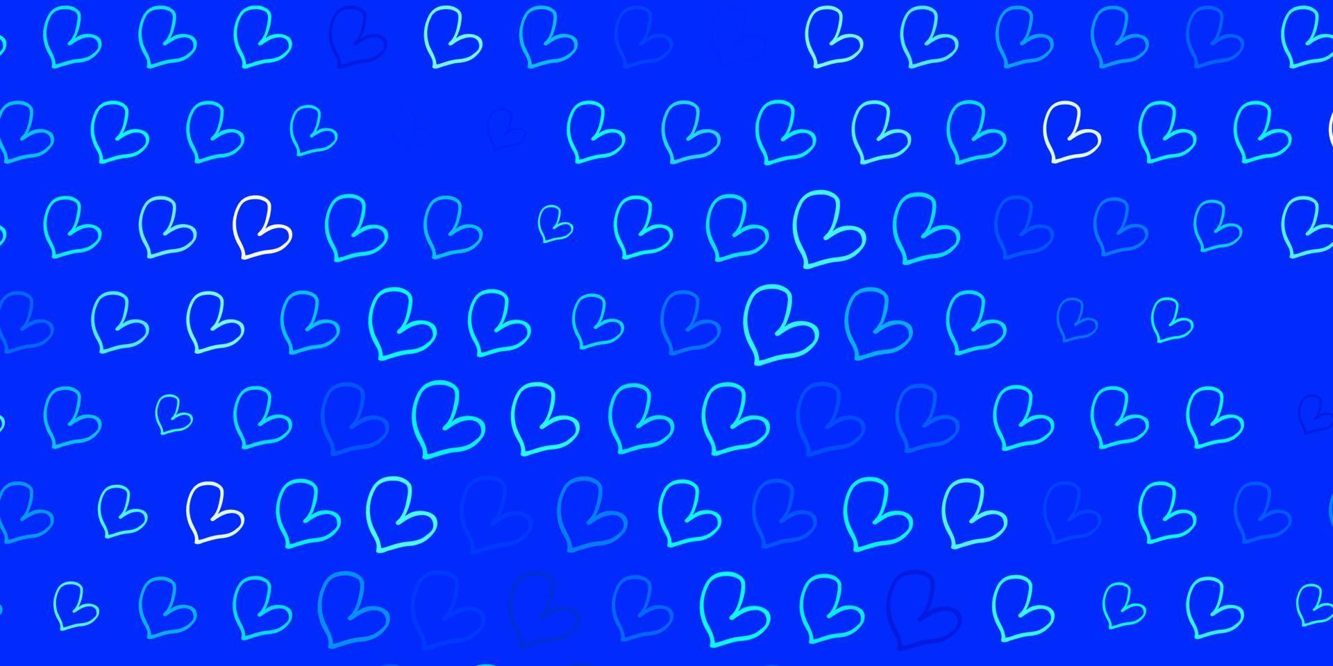 Light BLUE vector background with hearts.