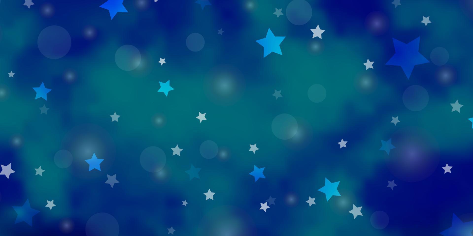 plantilla de vector azul claro con círculos, estrellas.