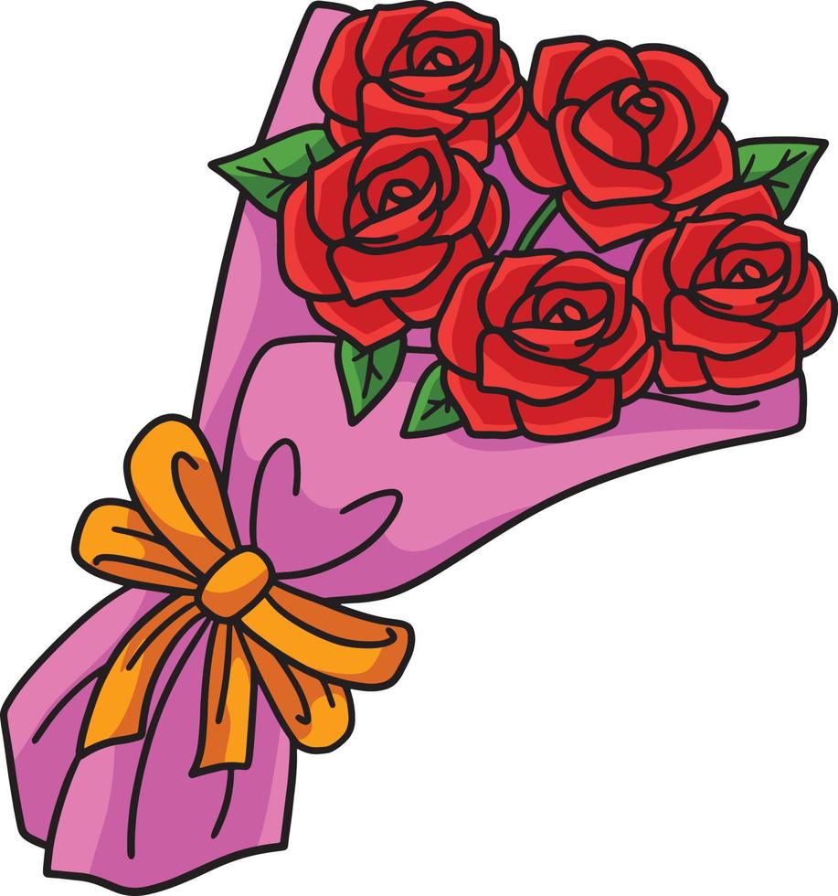 Bouquet of Flowers Cartoon Colored Clipart vector
