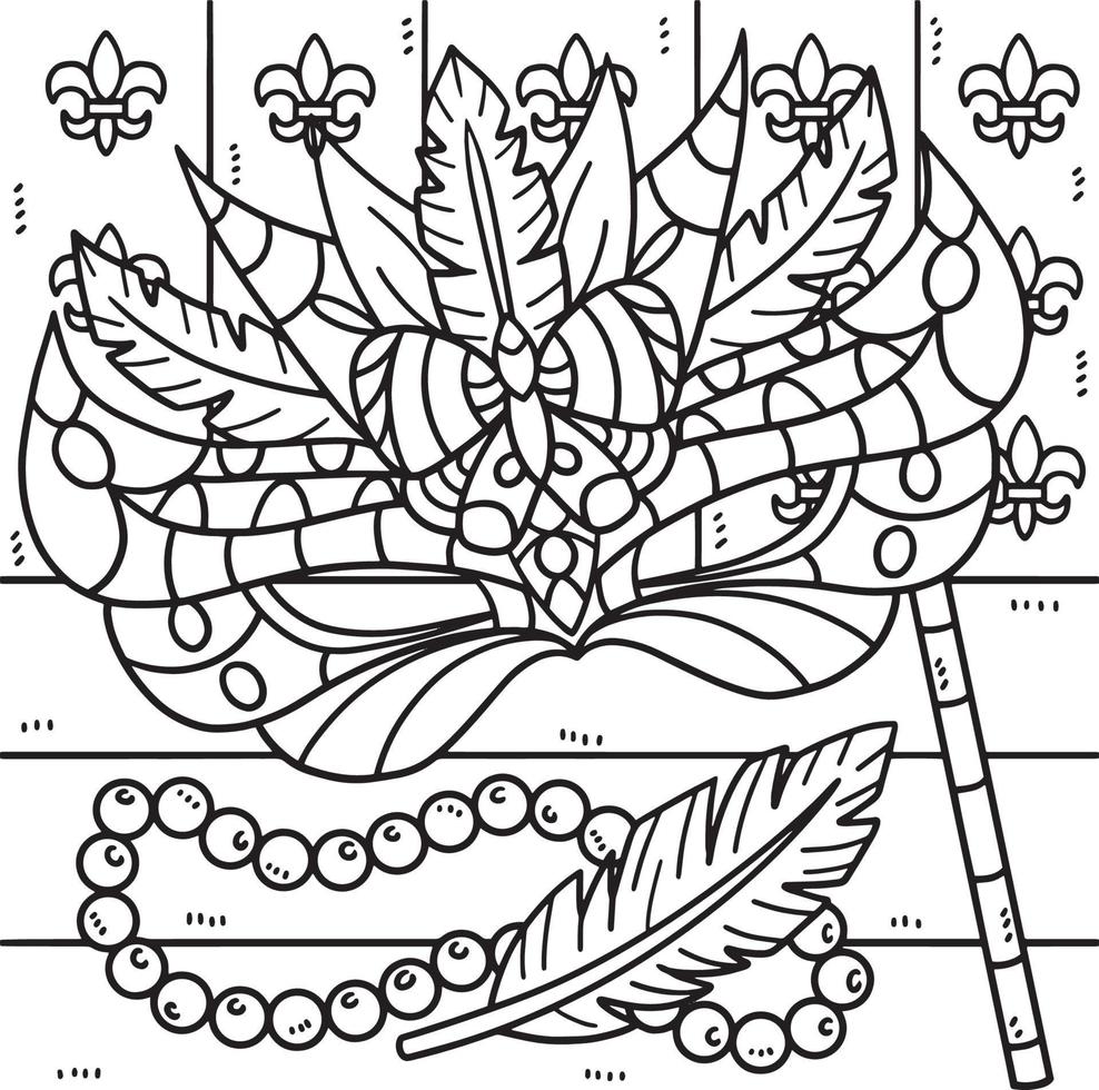 Mardi Gras Mask Coloring Page for Kids vector