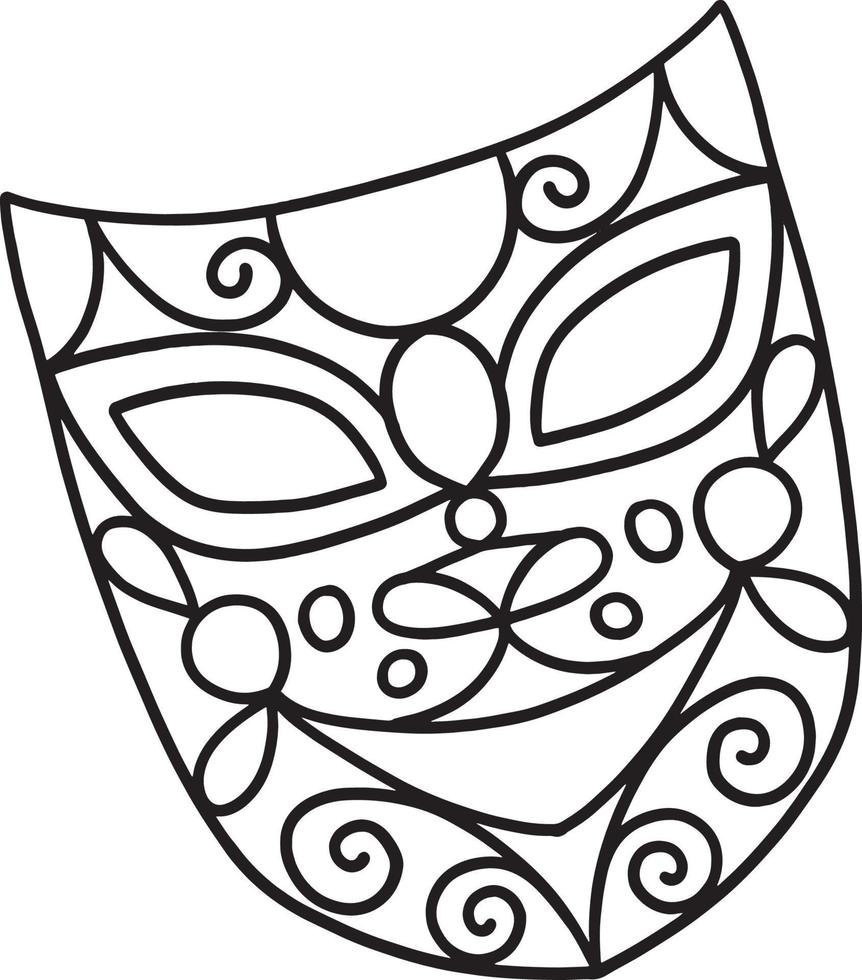 Mardi Gras Mask Isolated Coloring Page for Kids vector