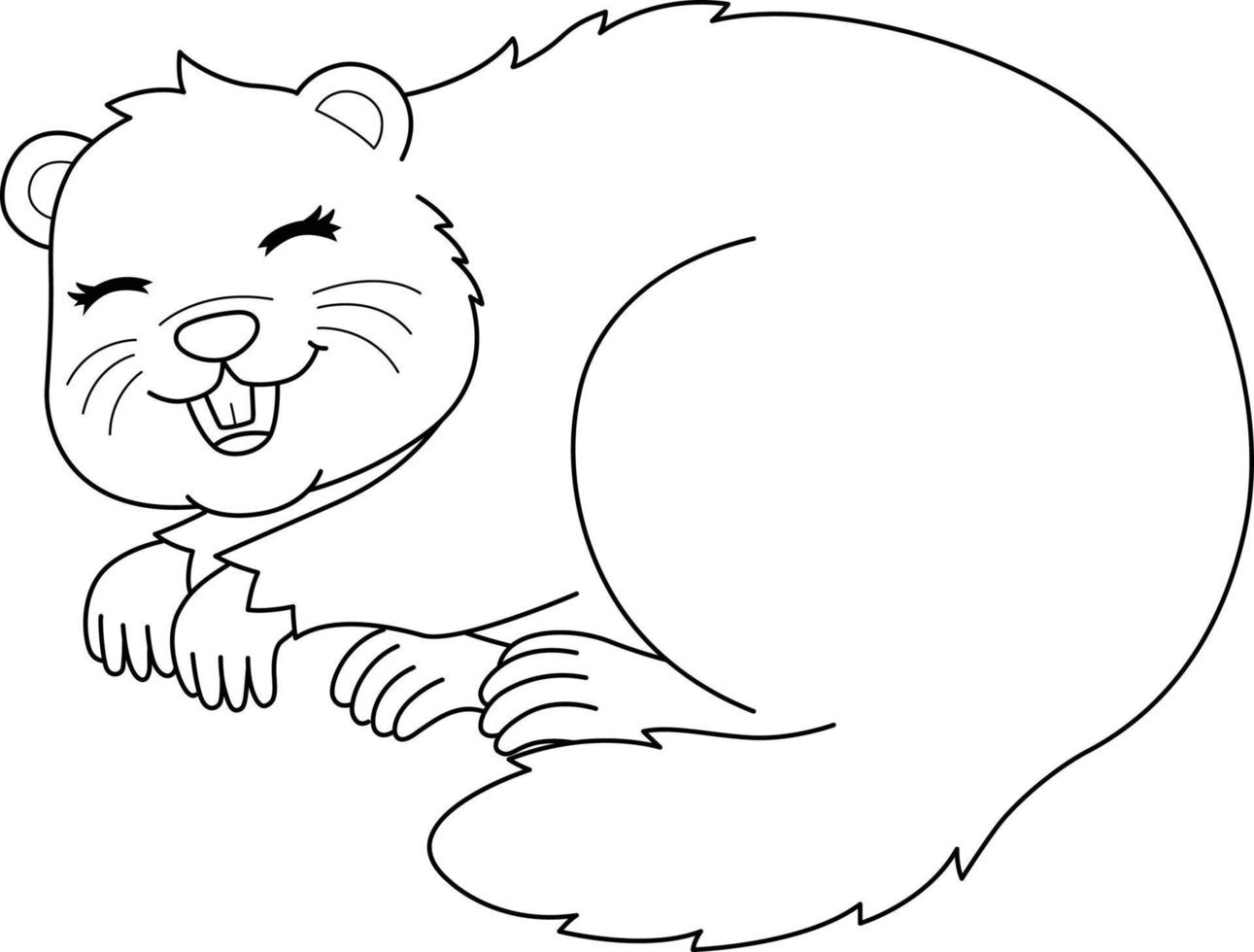 Groundhog Hibernating Isolated Coloring Pag vector