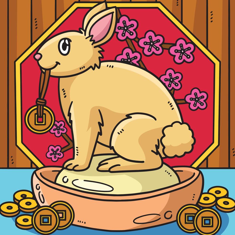 Rabbit Charm Display Colored Cartoon Illustration vector