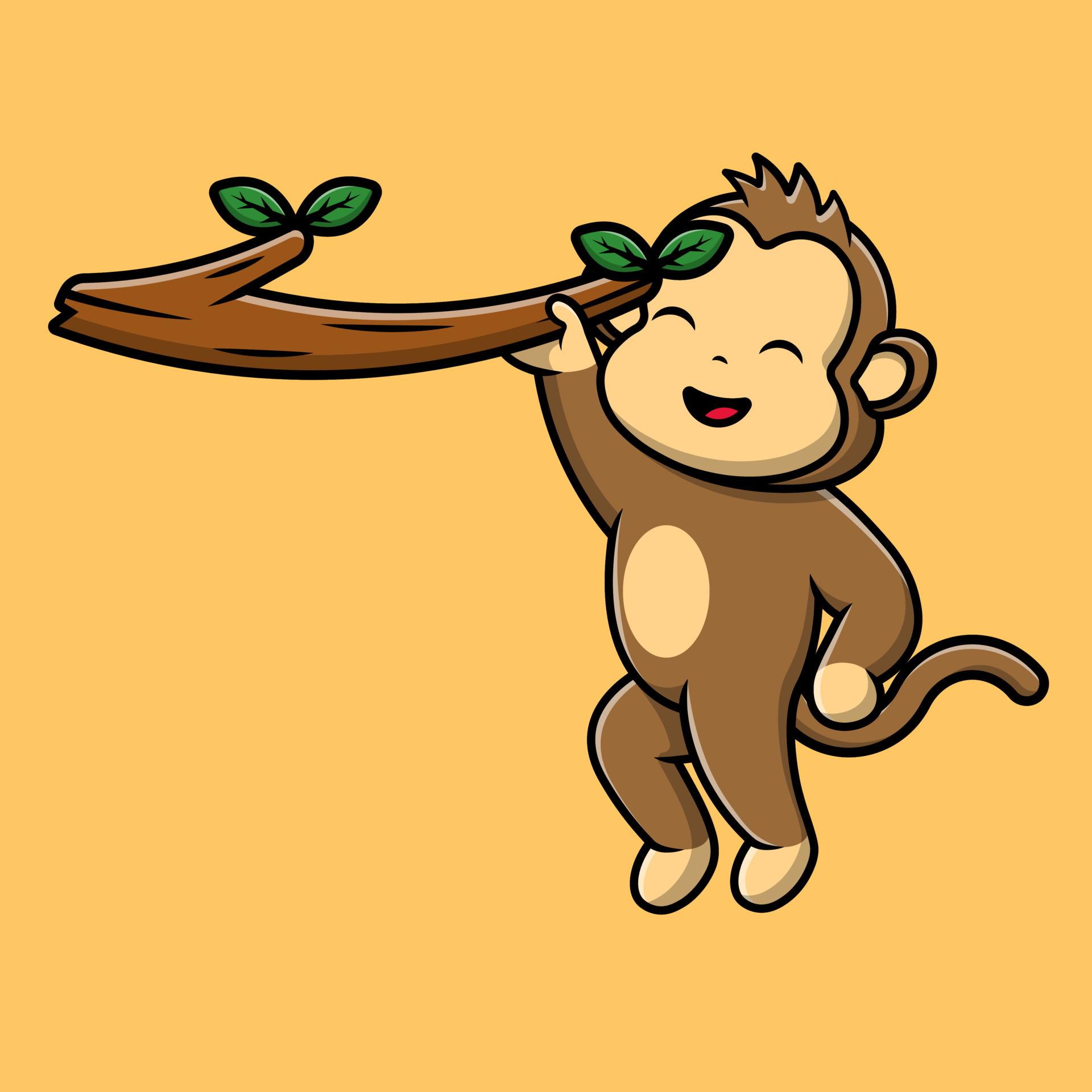 Cute Monkey Hanging On Tree Cartoon Vector Icons Illustration. Flat Cartoon  Concept. Suitable for any creative project. 13655728 Vector Art at Vecteezy