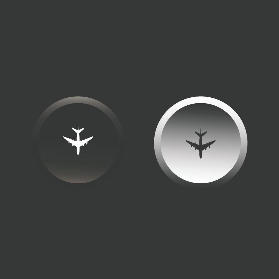 Neomorphic ui and ux design elements plane icon button vector