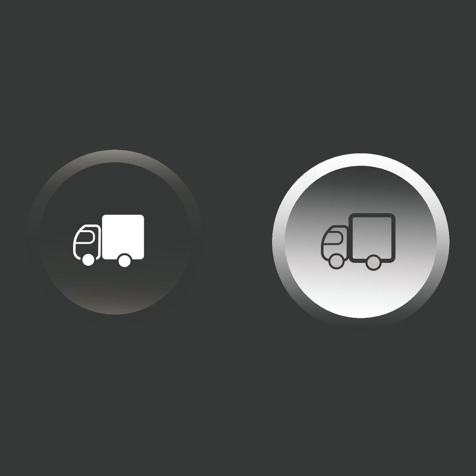 Neumorphic style truck icon button vector