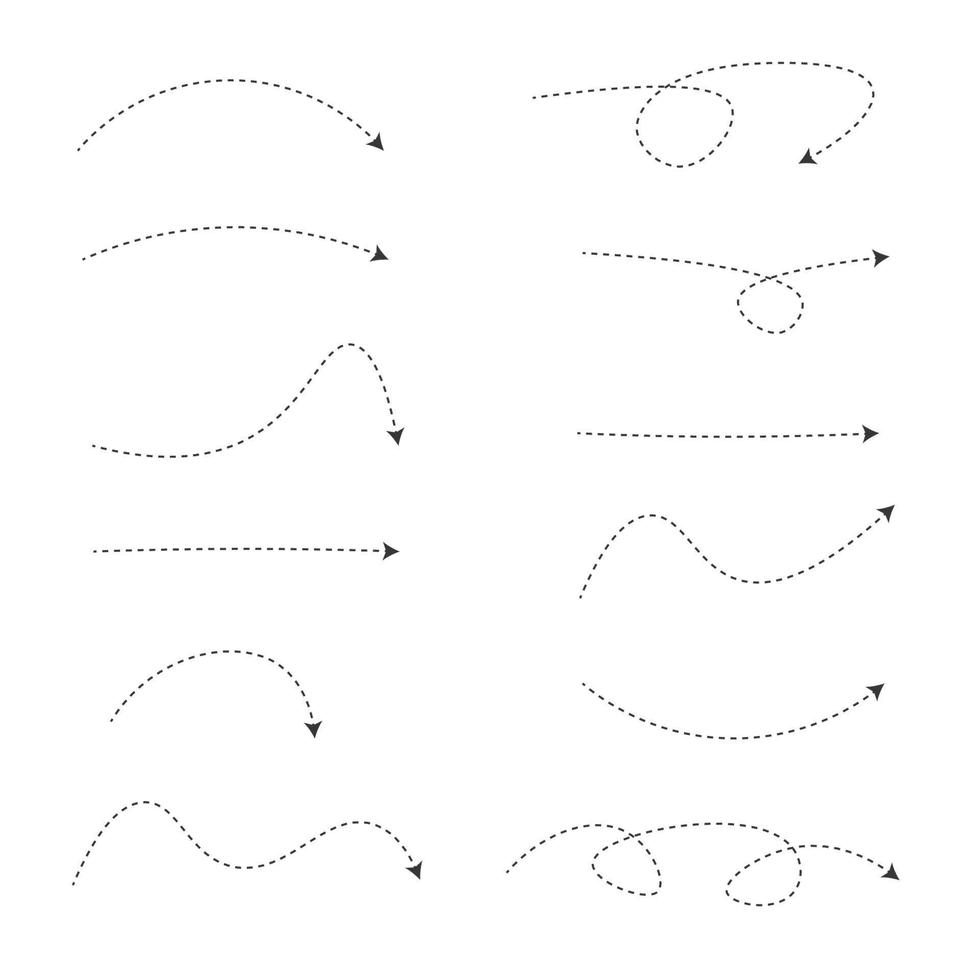 Set of dashed line arrows vector