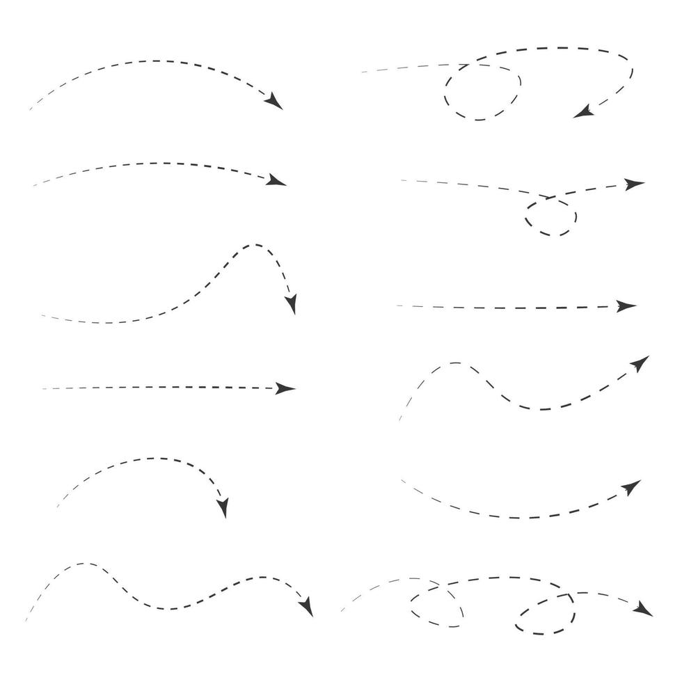 Set of dashed line arrows vector