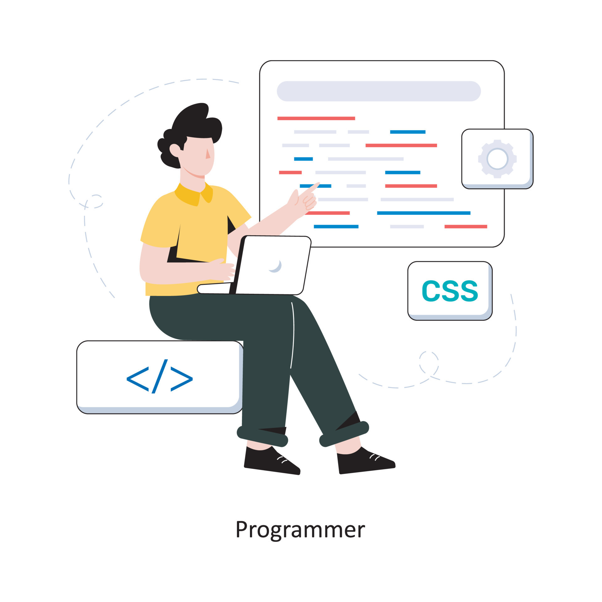 Programmer flat style design vector illustration. stock illustration ...