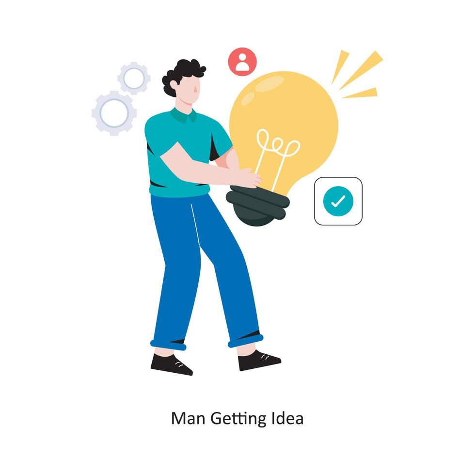 Man Getting Idea flat style design vector illustration. stock illustration